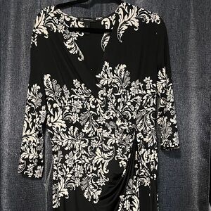 Elegant Black and White Floral Dress